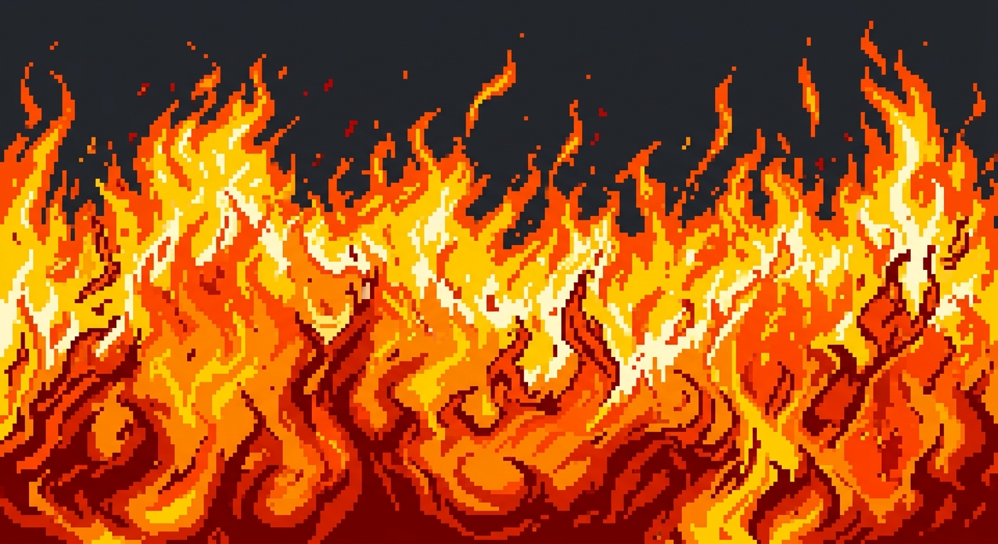 fire filling the screen pixel art