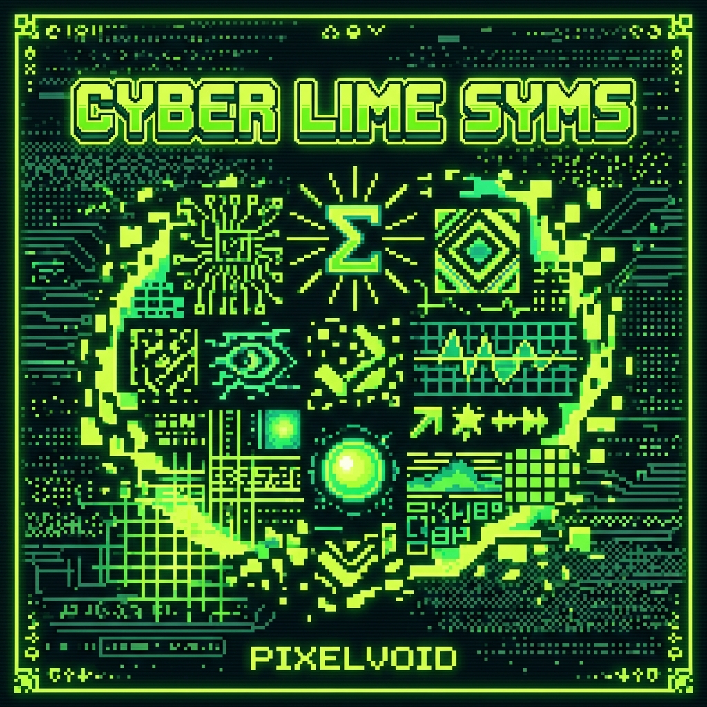Digital Lime Green Digital pixel style album artwork with symbols