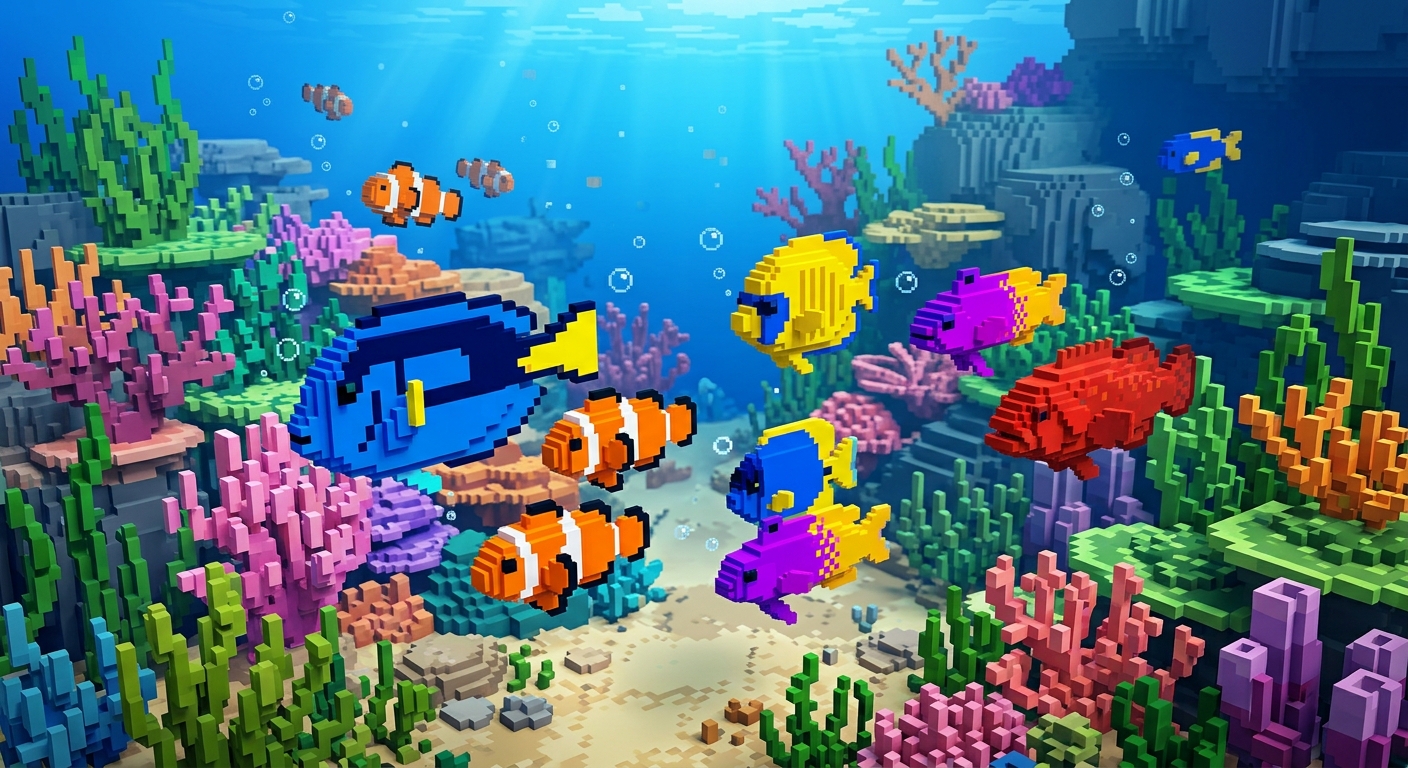 fish 3d pixel art