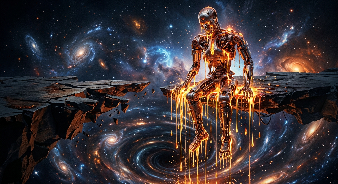 Robot melting and dripping in to infinity