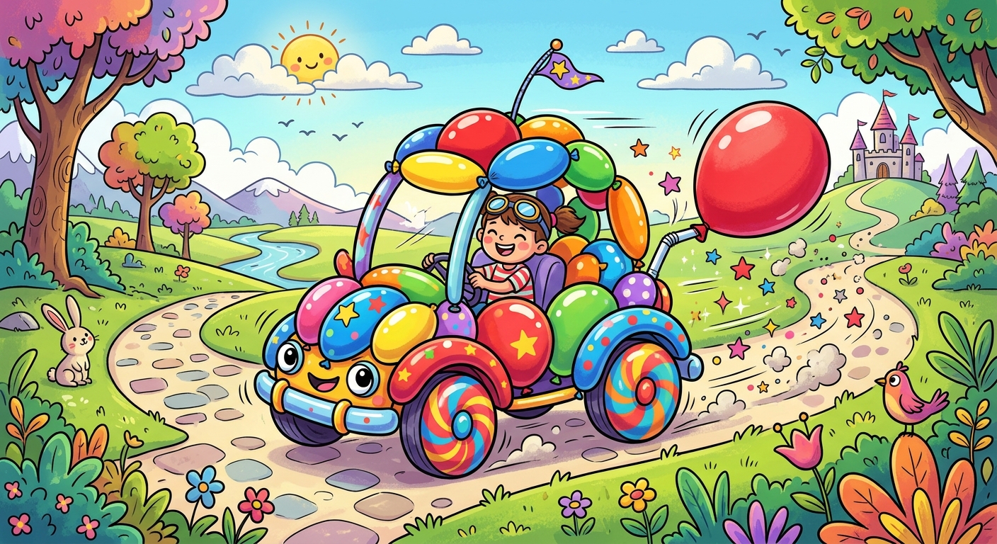 cartoon balloon car