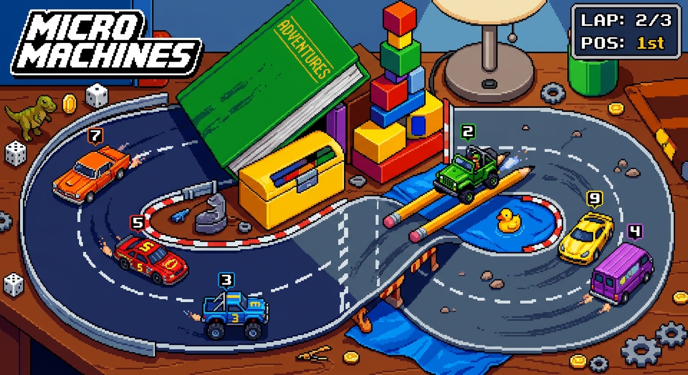 micro machines pixel art