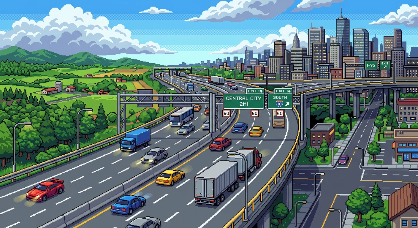 motorway pixel art