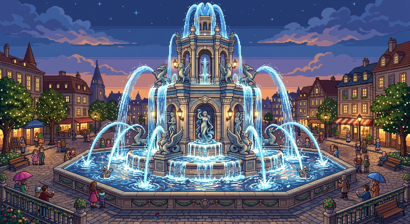 Spectacular fountain pixel art
