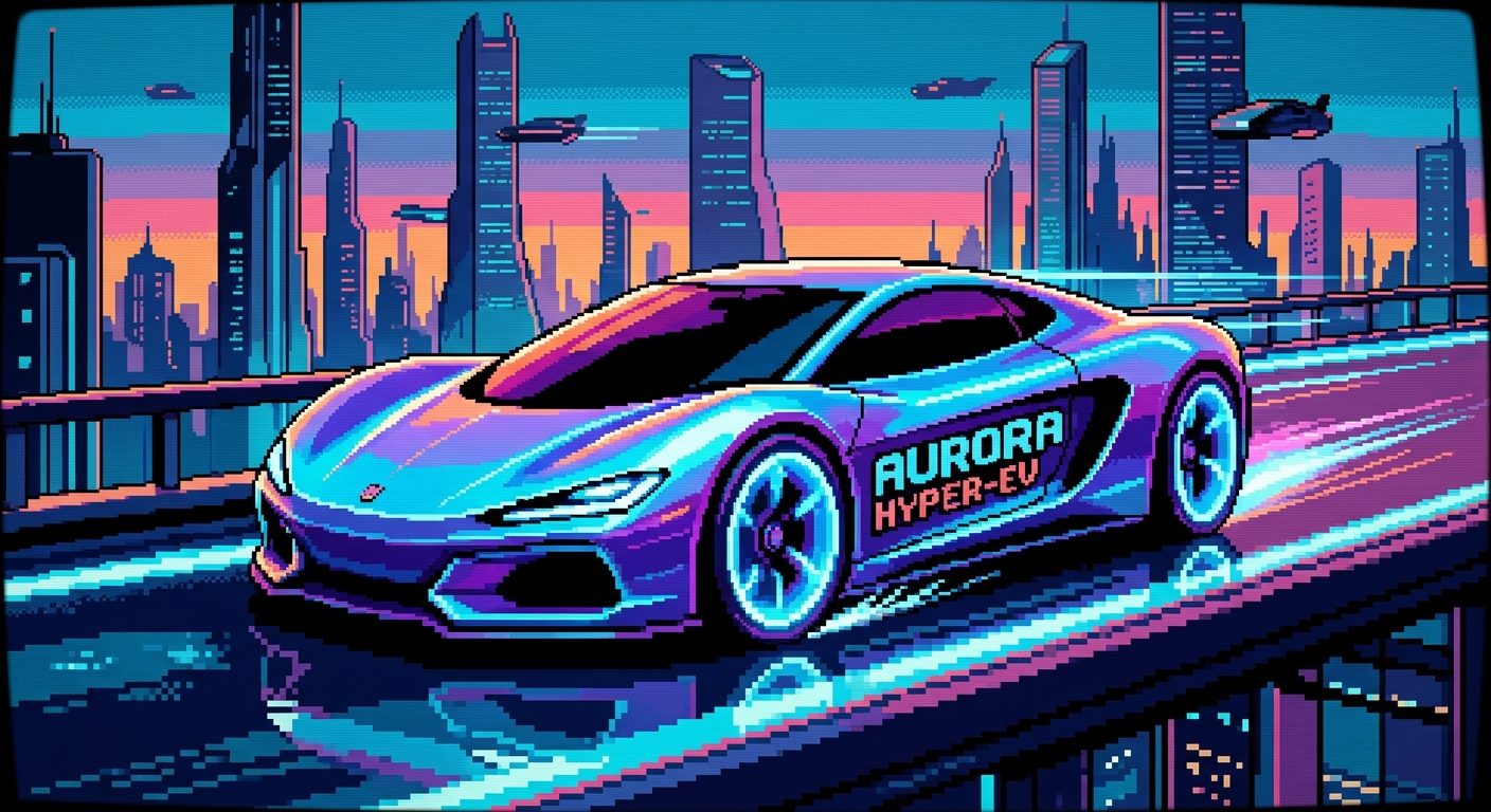 Pixel art of a concept vehicle