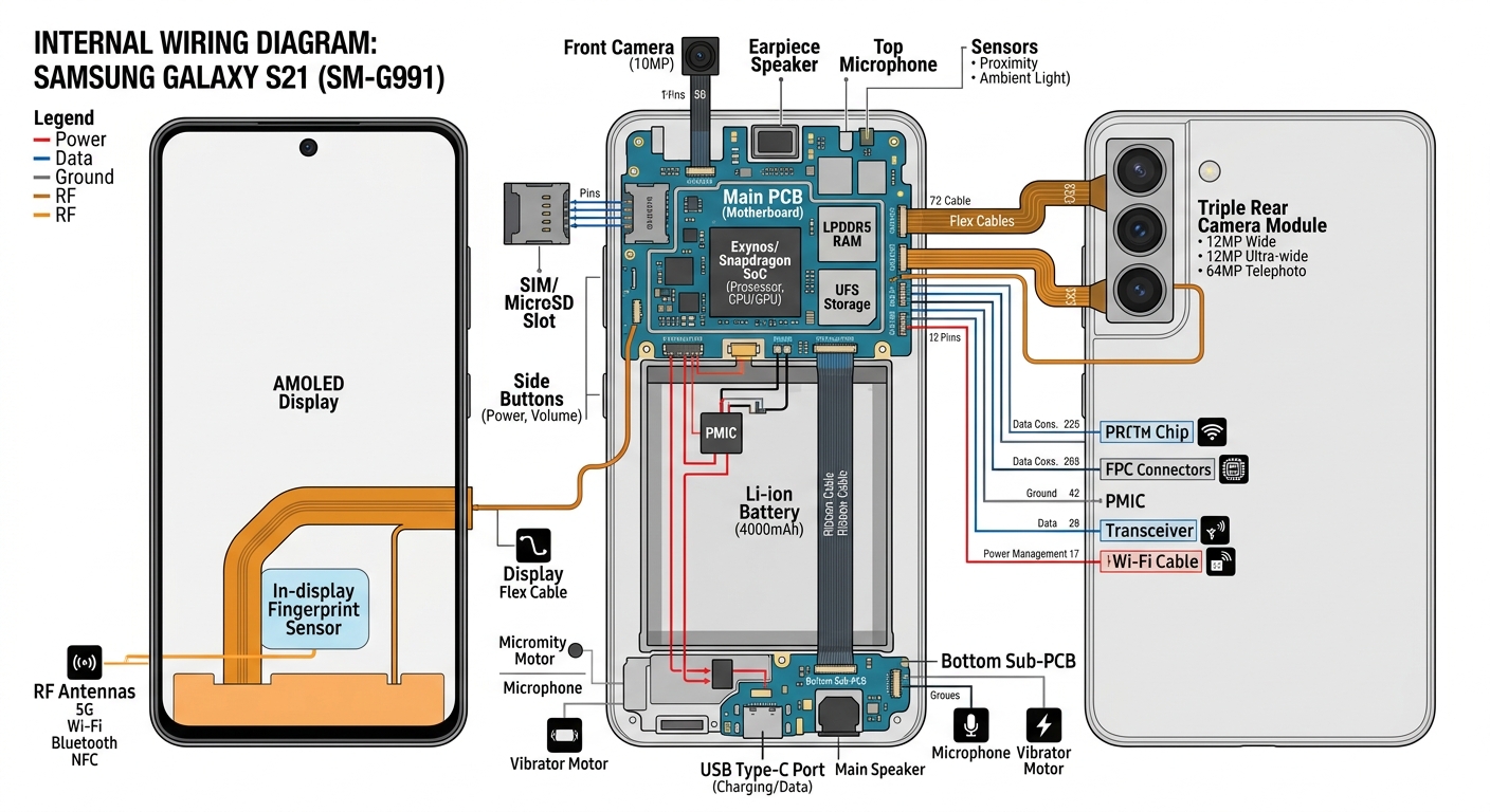 Wiring diagram of a samsung smartphone