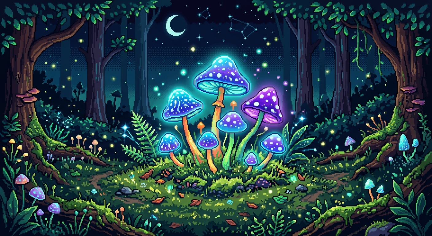 magic mushrooms pixel art