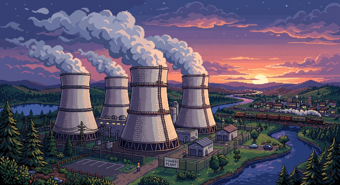 Cooling towers pixel art