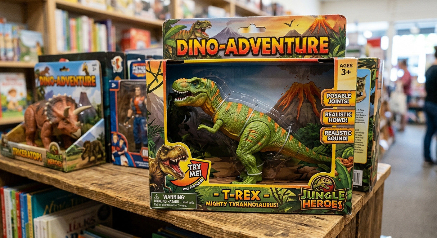 toy dinosaur in packaging