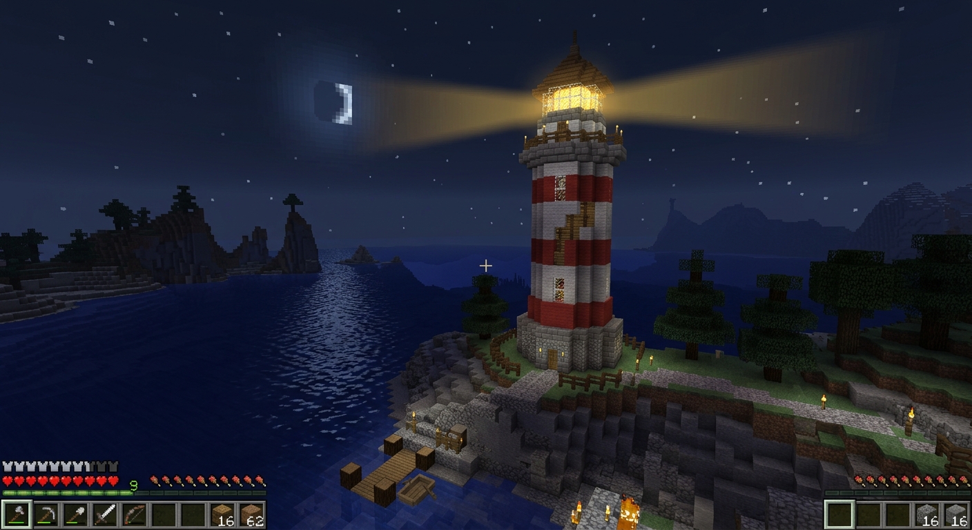 Minecraft lighthouse pixel art