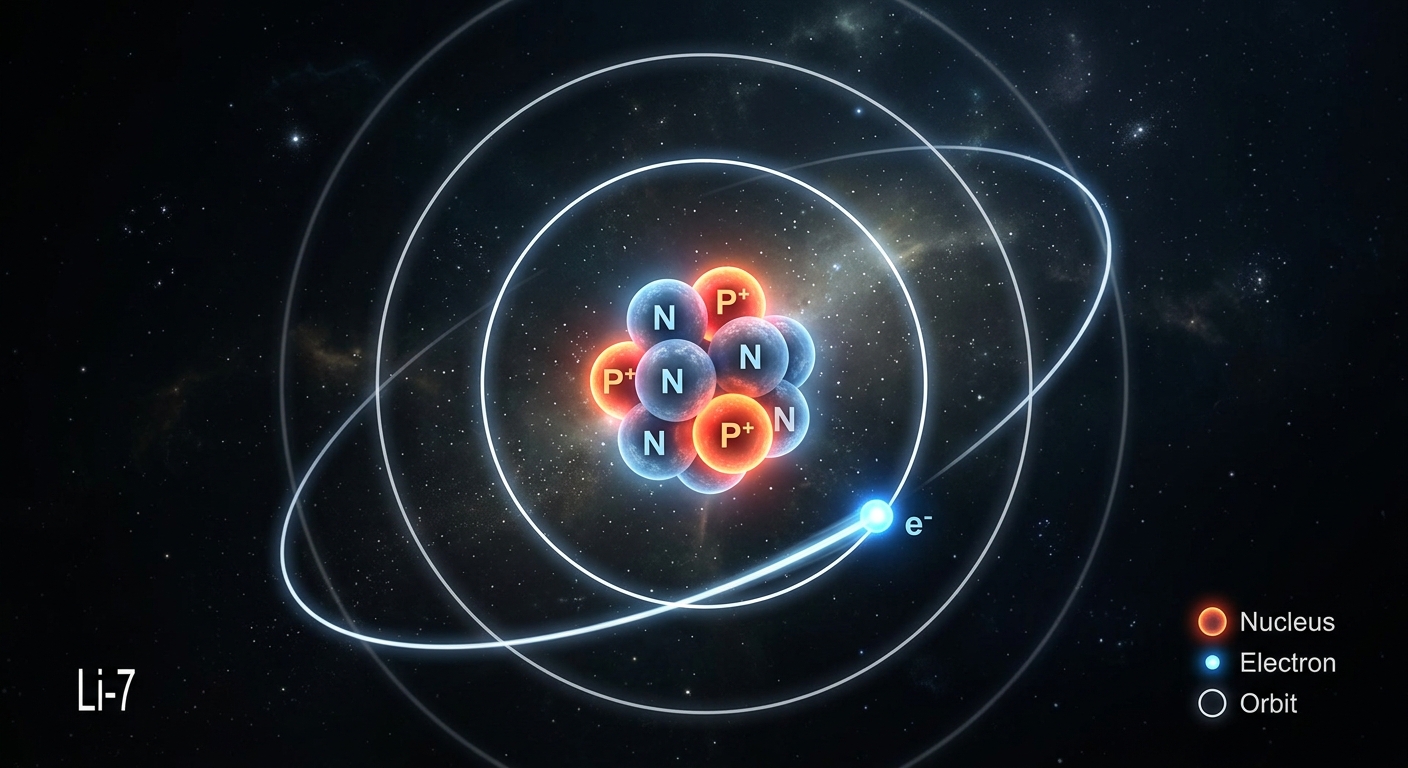 A single atom model with orbiting electron.