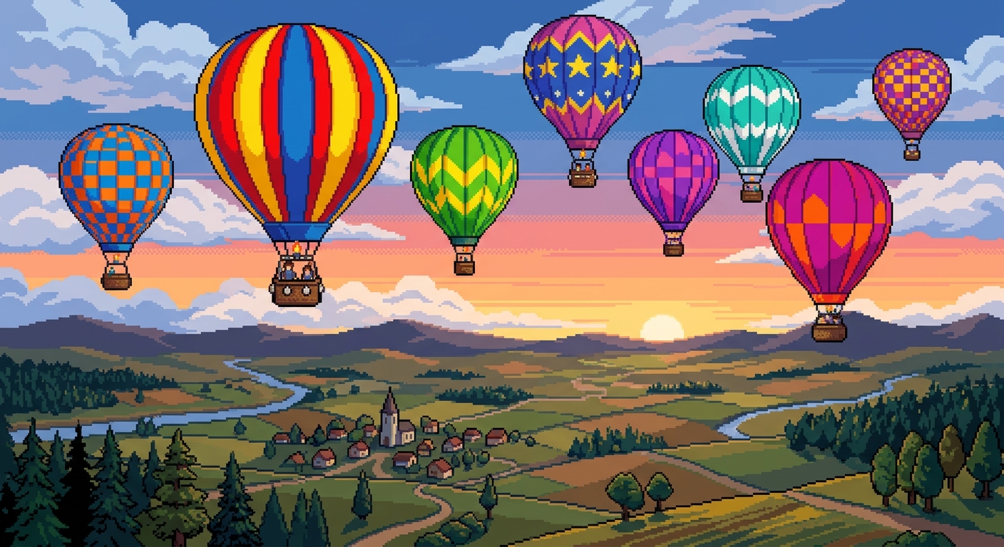 Hot air balloons pixel art