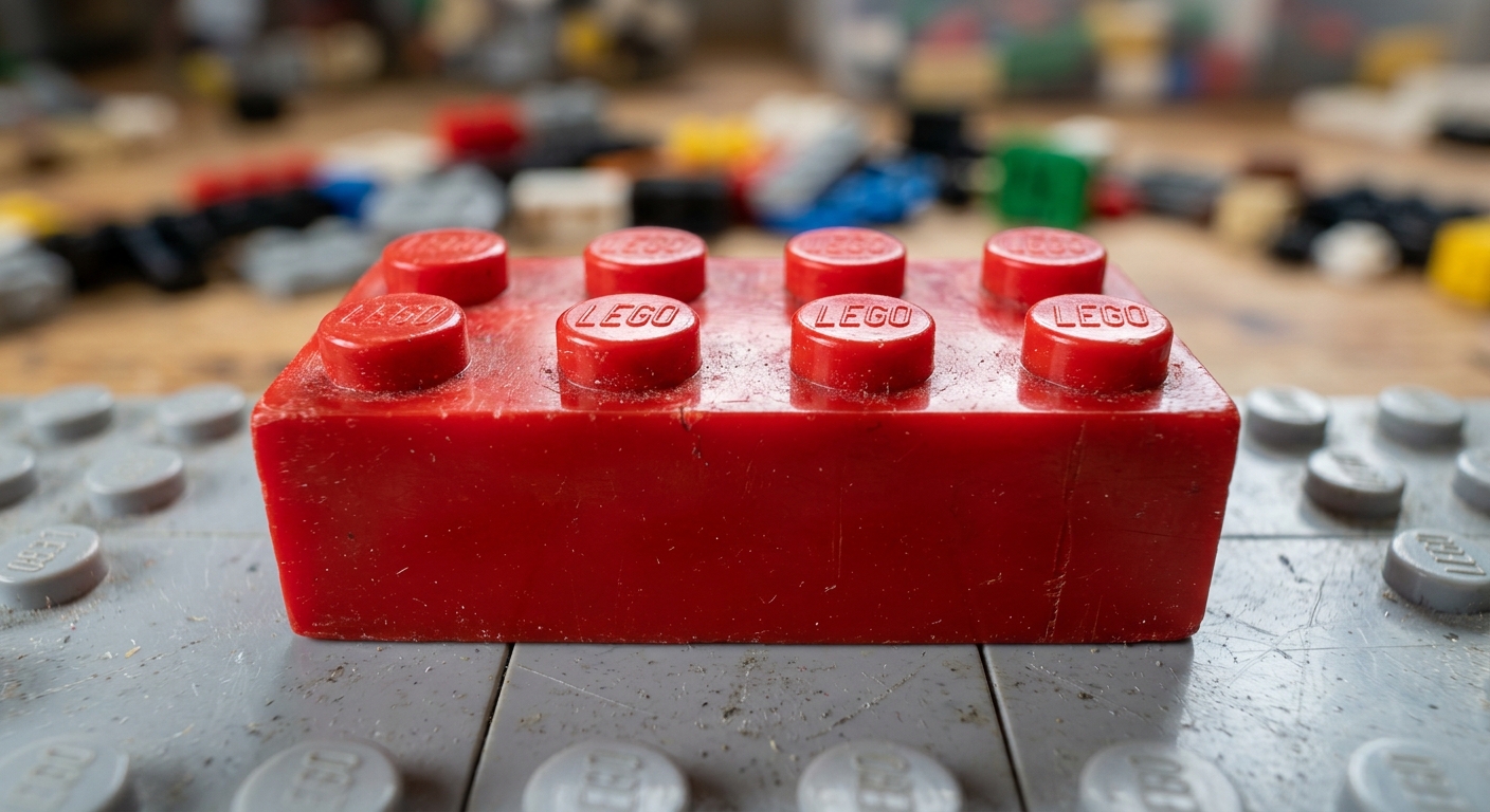 Hyperdetailed macro of a lego brick