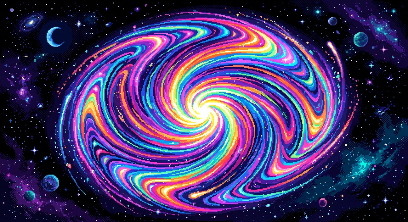 colourful pixel art swirl