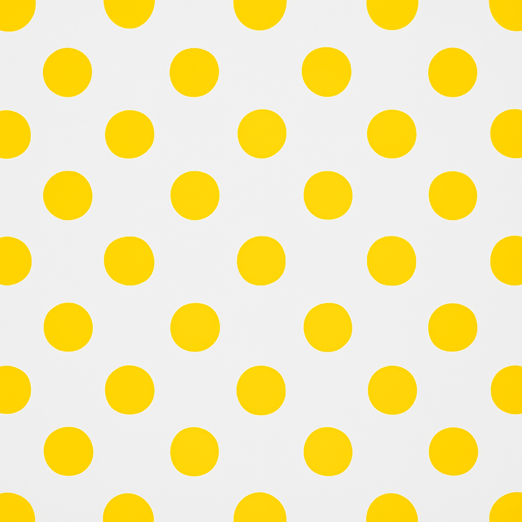 Perfect yellow spots in a geometric pattern on a white background