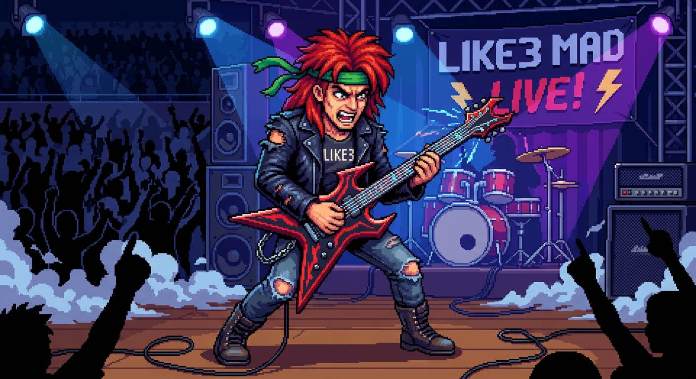 Like3 Mad on guitar pixel art
