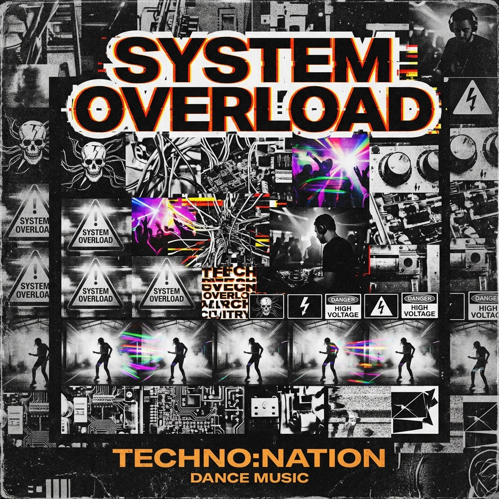 'System Overload' Techno Dance Music CD artwork cover of printed images duplicated.