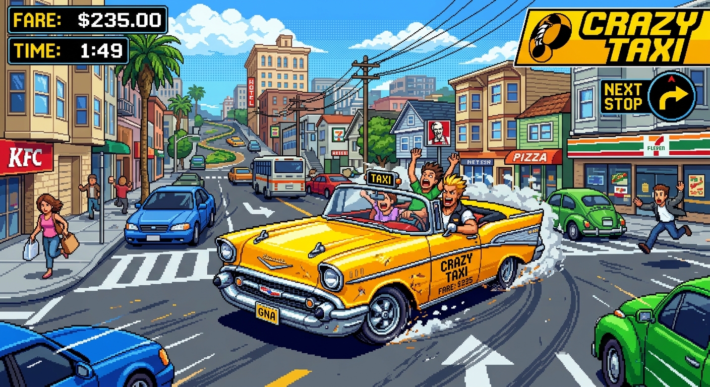 crazy taxi pixel art