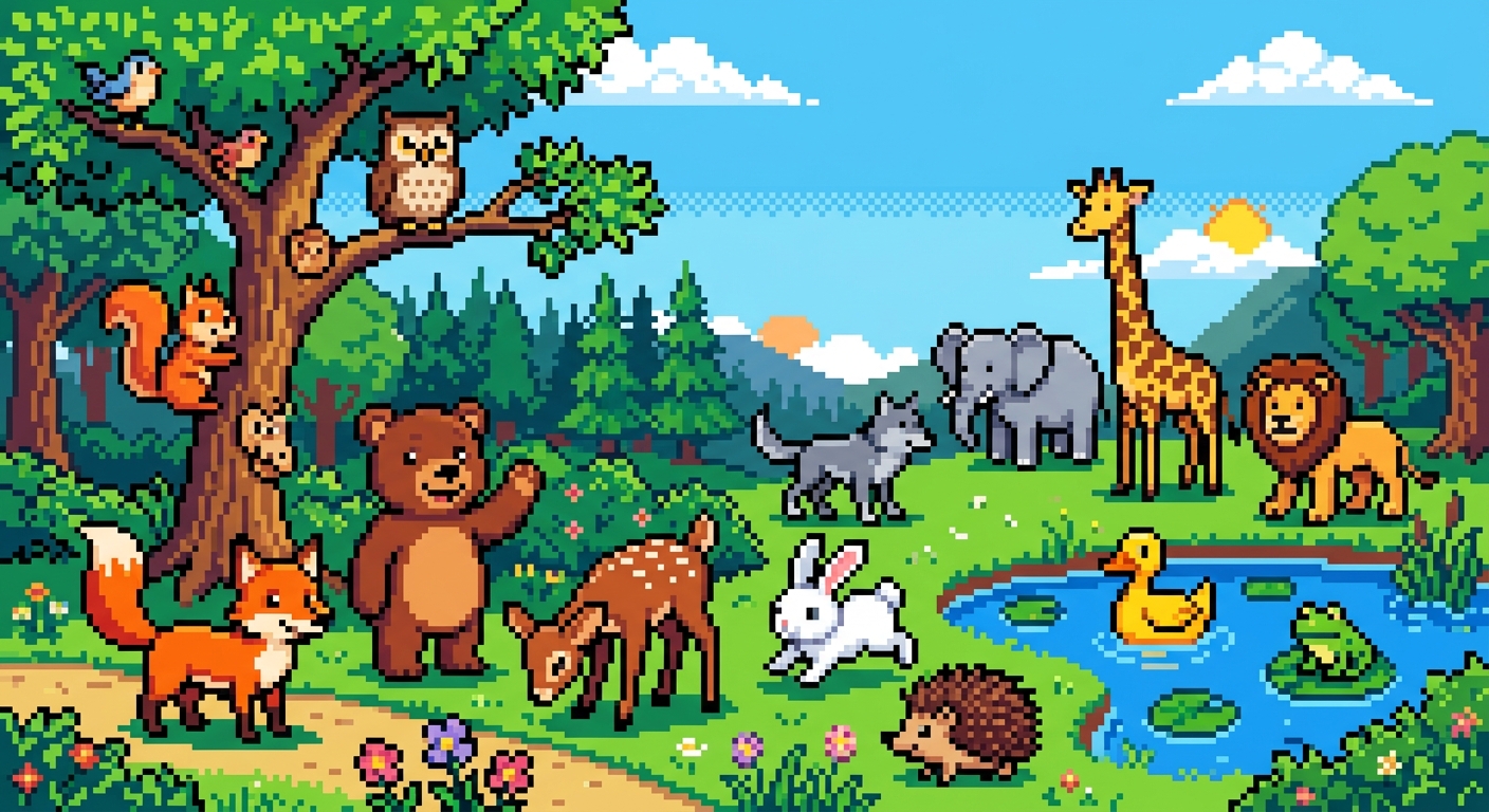 animals pixel art