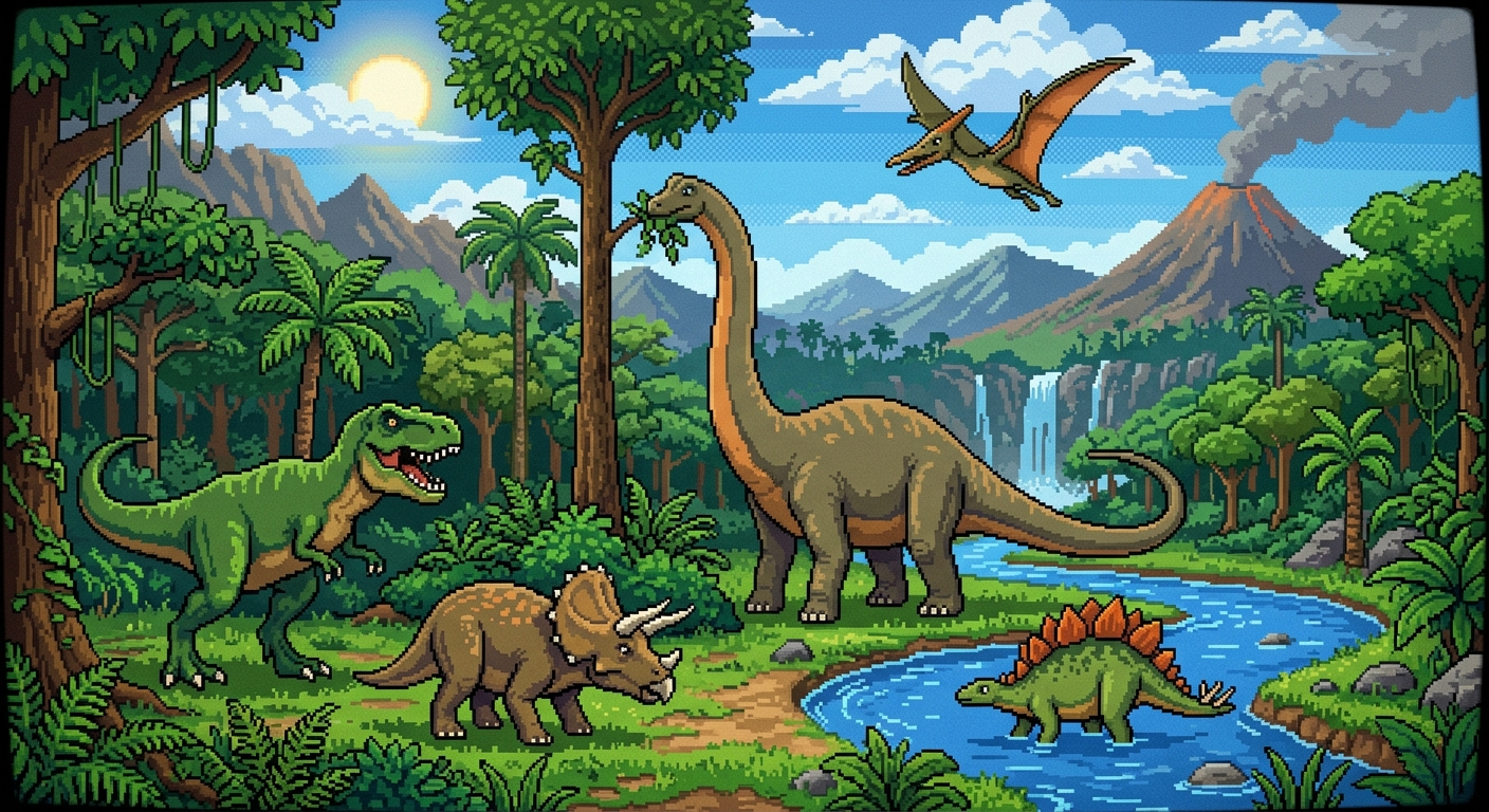 dinosaurs pixel art