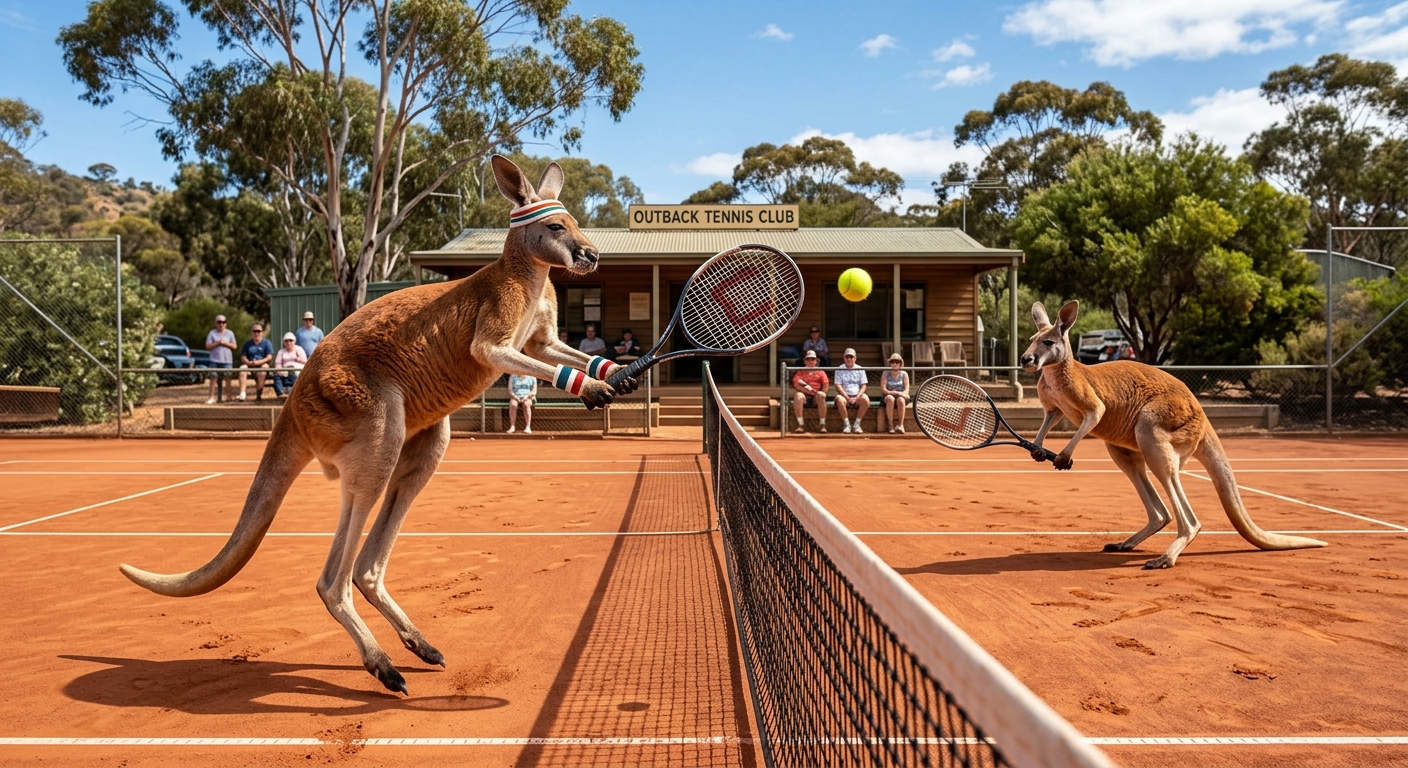 kangaroo’s playing tennis