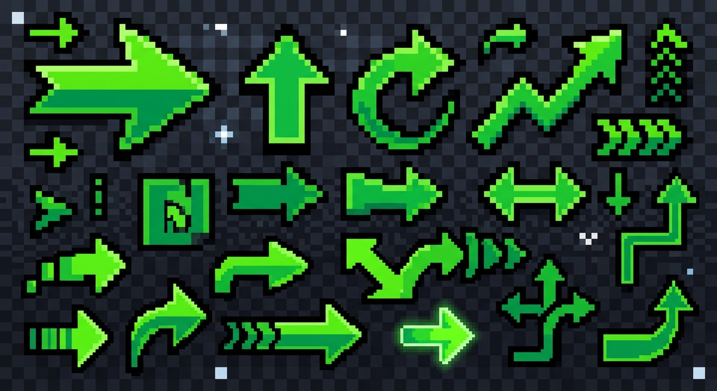 the green arrows pixel art