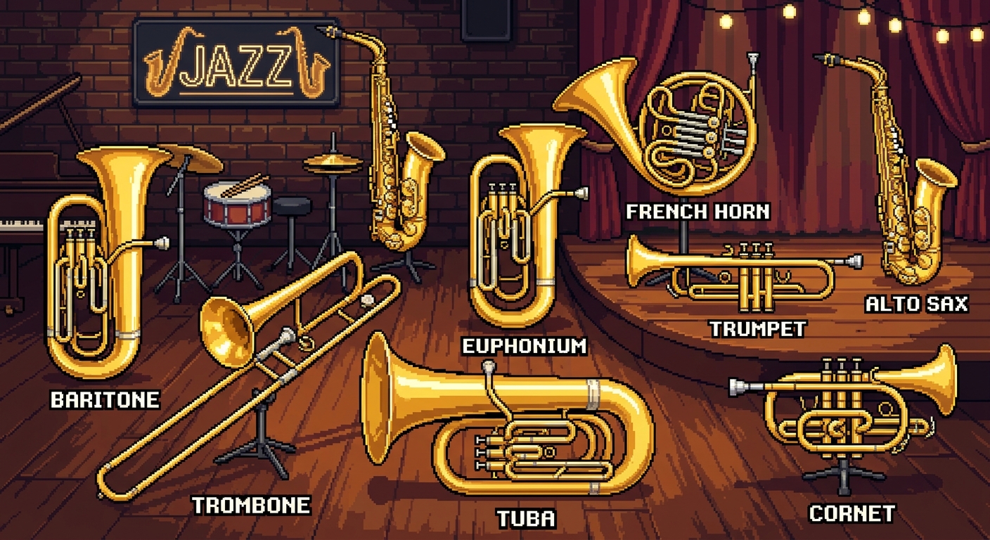 brass instruments pixel art