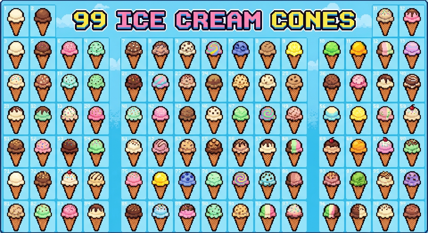 99 Ice cream cone pixel art