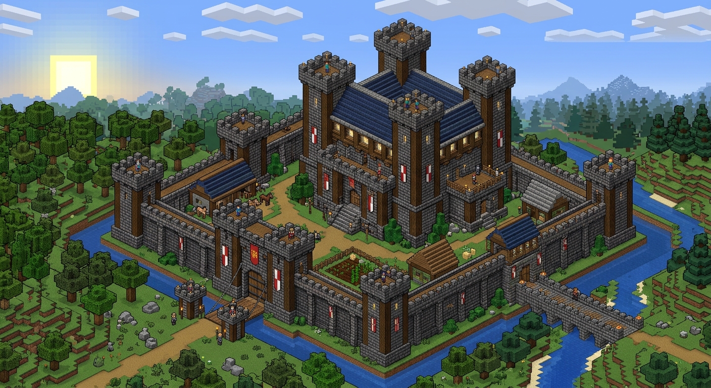 Minecraft castle pixel art