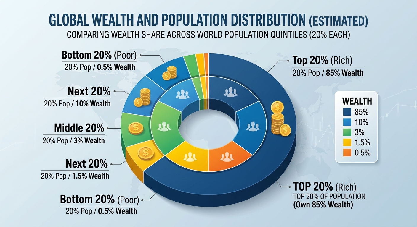 A wealth/population pie chart