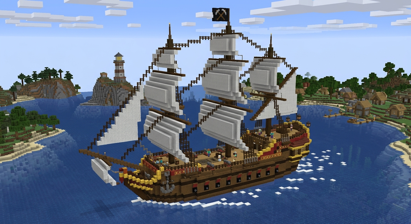 Minecraft ship pixel art